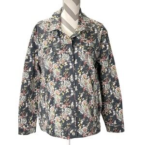 Lucky Brand Tomboy Trucker Jacket Cottagecore Floral Print Denim Womens 3X/3G